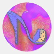 purple shoe on pink and purple background stickers