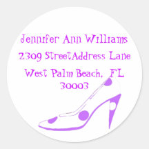 Purple Shoe return address label Round Sticker