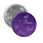 Purple Silver Butterfly Floral Flower Girl Pin