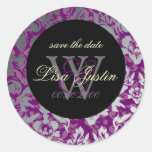 Purple/Silver Damask/monogram stickers