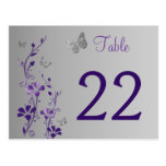 Purple Silver Floral with Butterflies Table Number Postcard