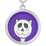 Purple Skull Cat Necklace