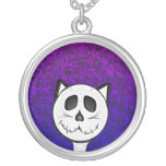 Purple Skull Cat Necklace