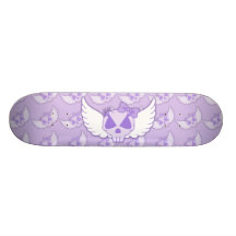 Purple Skull With Wings Skateboard
