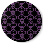 Purple Skulls on Black, template pin button