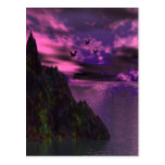 Purple Sky with birds 3d Post Card