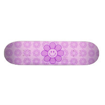 Purple Smiley Flower Skateboard