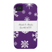 Purple snowflakes wedding favours iPhone 4 case