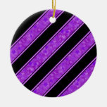 Purple Sponge Paint Stripes Christmas Ornaments
