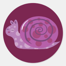 Purple Spotted Snail Round Sticker