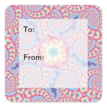Purple Star Fractal Pattern Gift Tag Stickers