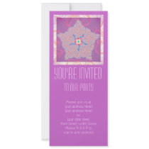 Purple Star Fractal Pattern Party Invitation