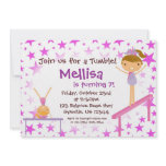Purple Star Gymnast Birthday Party Invitation