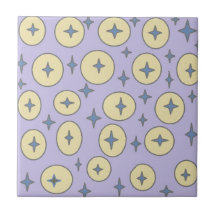 Purple Star Yellow Circle Ceramic Tile