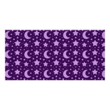 Purple stars and moon patterns custom photo card