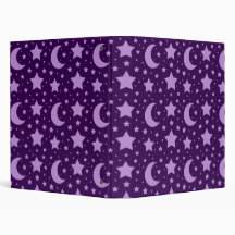 Purple stars and moon patterns vinyl binder