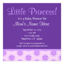 Purple Stars Little Princess Baby Shower Personalized Announcements