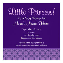 Purple Stars Little Princess Baby Shower M090A Custom Announcements