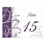 purple stylish Table Numbers postcards