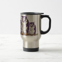 Purple Stylized Geometric Owl Family Coffee Mug