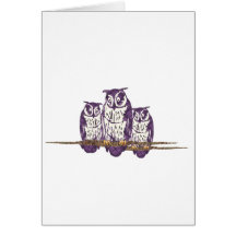 Purple Stylized Geometric Owl Family Greeting Card