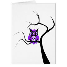 Purple Sugar Skull Owl in Tree Card