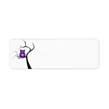 Purple Sugar Skull Owl in Tree Label