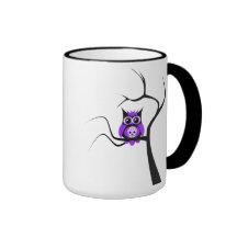 Purple Sugar Skull Owl in Tree Mug