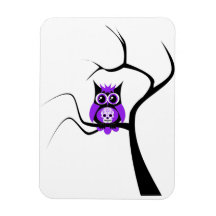 Purple Sugar Skull Owl in Tree Premium Flexi Magne Flexible Magnet