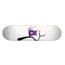 Purple Sugar Skull Owl in Tree Skateboard
