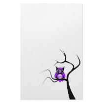 Purple Sugar Skull Owl in Tree Stationery