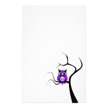 Purple Sugar Skull Owl in Tree Stationery