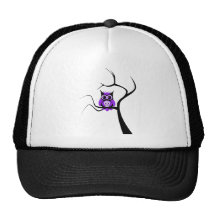 Purple Sugar Skull Owl in Tree Trucker Hat