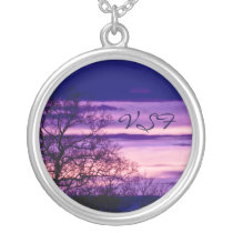 Purple Sunset Tree Silhouette necklace necklaces