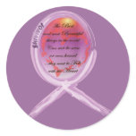 Purple Survivor Ribbon Surrounds Words to Live By Round Sticker