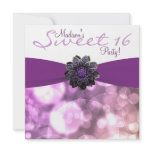Purple Sweet 16 Birthday Party Personalized Invites