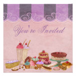 Purple Sweet Shop Birthday Invitation