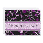 Purple Swirl 21st Birthday Party Invitation Cards