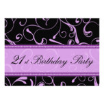 Purple Swirl 21st Birthday Party Invitation Cards