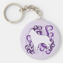 Purple Swirl Belgian Tervuren Key Chain
