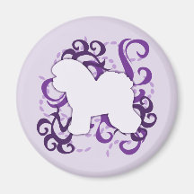 Purple Swirl Bichon Frise Refrigerator Magnet