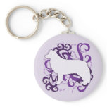 Purple Swirl Border Collie Key Chains