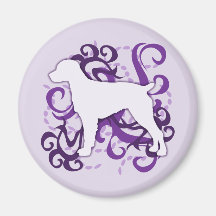 Purple Swirl Brittany Spaniel Fridge Magnet