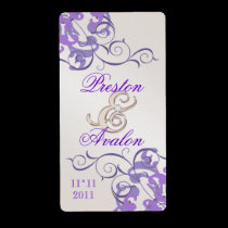 Purple Swirl Champagne Jewelled Wine Label labels