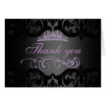 Purple Swirl Damask Thank You Card