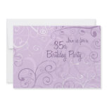 Purple Swirls 35th Birthday Party Invitation Cards