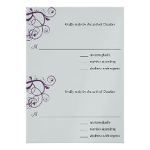 Purple Swirls RSVP Wedding Invitation
