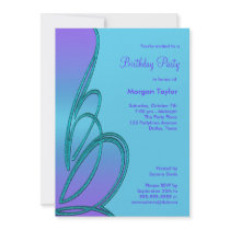 Purple Teal Birthday Party Invitation Template