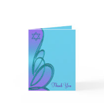 Purple Teal Star of David Thank You Card
