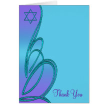 Purple Teal Star of David Thank You Card
